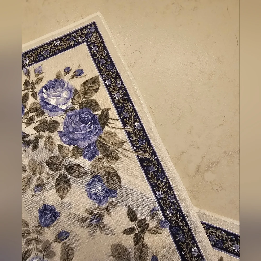 Mario Valentino Blue Floral Scarf - Picture 5 of 5